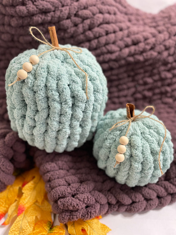 Chenille Pumpkin Pillow Set (2Pcs)